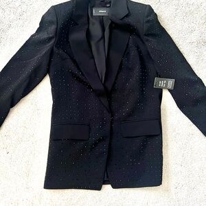 Express Black Blazer with Rhinestones and padded shoulder NWT